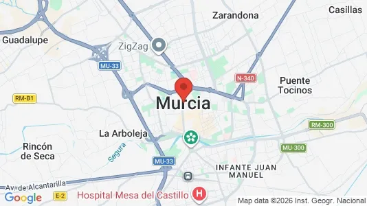 Apartments for rent i Murcia - kort over placeringen
