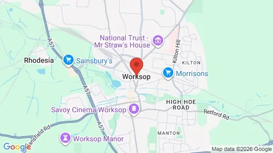 Apartments for rent i Worksop - Nottinghamshire - kort over placeringen