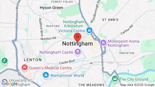 Houses for rent i Nottingham - Nottinghamshire - kort over placeringen