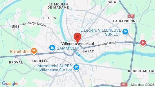 Houses for rent i Villeneuve-sur-Lot - kort over placeringen