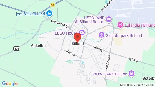 Houses for rent i Billund - kort over placeringen
