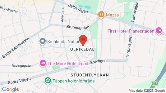 Rooms for rent i Lund - kort over placeringen