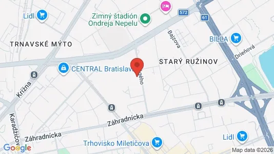 Apartments for rent i Bratislava Ružinov - kort over placeringen