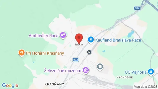 Apartments for rent i Bratislava Rača - kort over placeringen