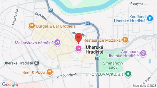 Apartments for rent i Uherské Hradiště - kort over placeringen