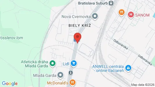 Apartments for rent i Bratislava Nové Mesto - kort over placeringen