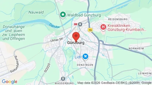Apartments for rent i Günzburg - kort over placeringen