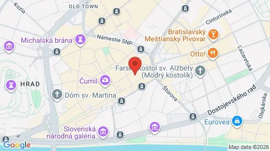 Apartments for rent i Bratislava Staré Mesto - kort over placeringen