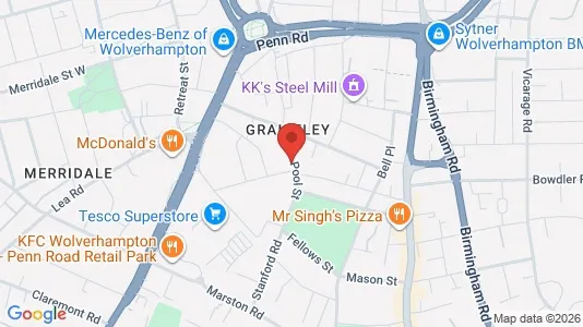 Rooms for rent i Wolverhampton - West Midlands - kort over placeringen