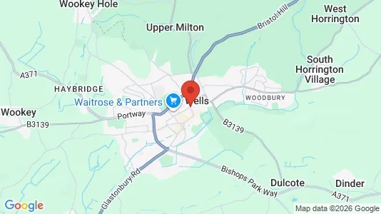 Rooms for rent i Wells - Somerset - kort over placeringen