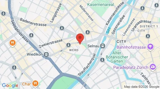 Apartments for rent i Zürich Distrikt 4  - Aussersihl - kort over placeringen