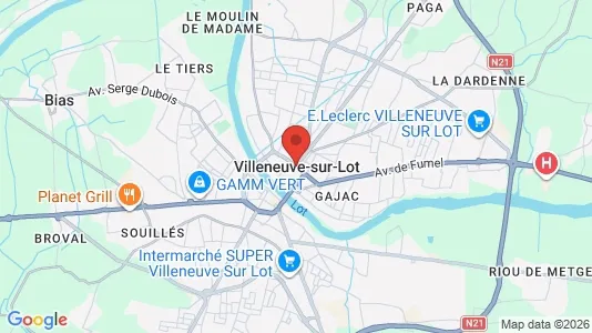 Apartments for rent i Villeneuve-sur-Lot - kort over placeringen