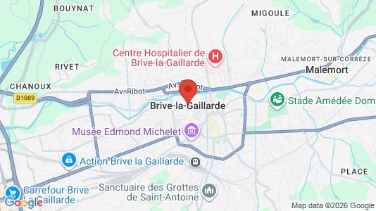Apartments for rent i Brive-la-Gaillarde - kort over placeringen