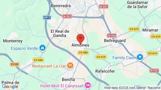 Houses for rent i Almoines - kort over placeringen