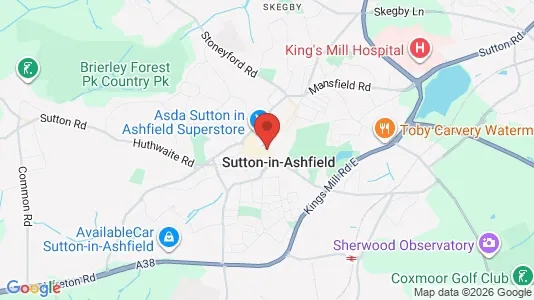 Houses for rent i Sutton-in-Ashfield - Nottinghamshire - kort over placeringen