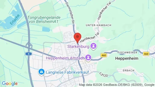 Apartments for rent i Bergstraße - kort over placeringen