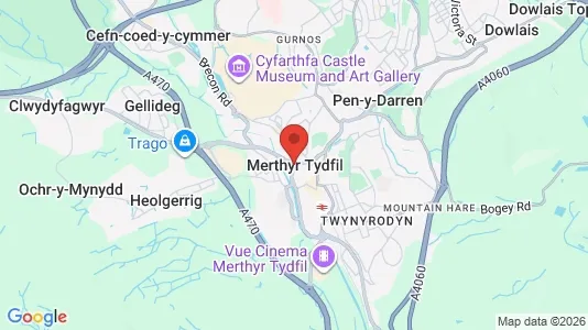 Houses for rent i Merthyr Tydfil - Mid Glamorgan - kort over placeringen