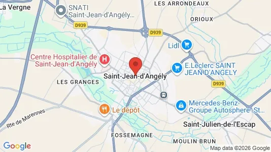 Houses for rent i Saint-Jean-d'Angély - kort over placeringen