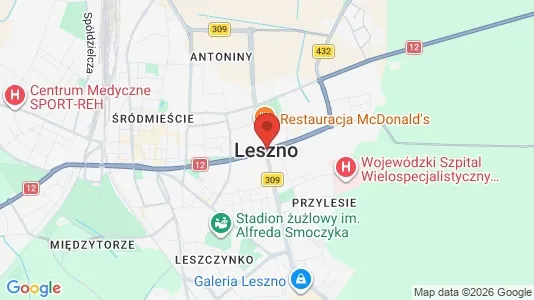 Apartments for rent i Leszno - kort over placeringen