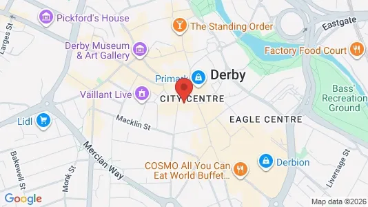 Apartments for rent i Derby - Derbyshire - kort over placeringen