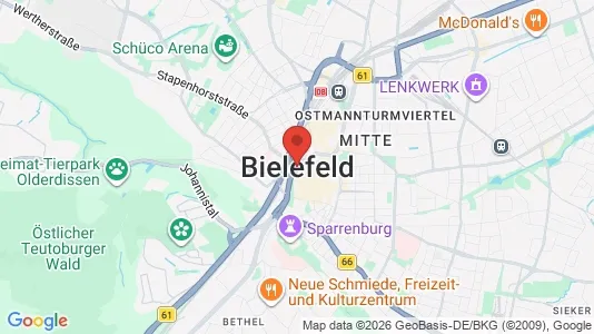 Apartments for rent i Bielefeld - kort over placeringen