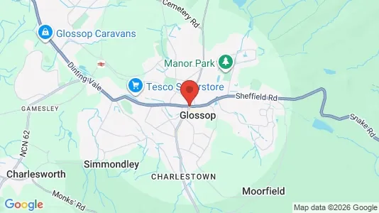 Houses for rent i Glossop - Derbyshire - kort over placeringen