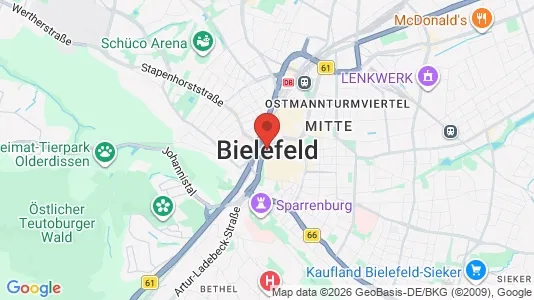 Apartments for rent i Bielefeld - kort over placeringen