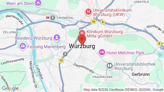 Apartments for rent i Würzburg - kort over placeringen