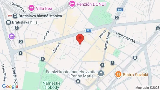 Apartments for rent i Bratislava Staré Mesto - kort over placeringen