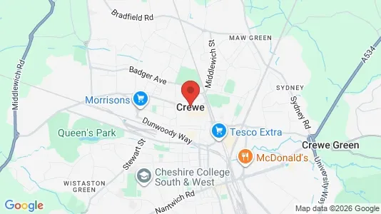 Houses for rent i Crewe - Cheshire - kort over placeringen