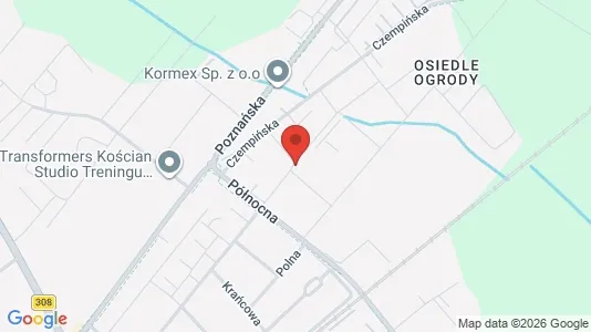 Apartments for rent i Kościański - kort over placeringen