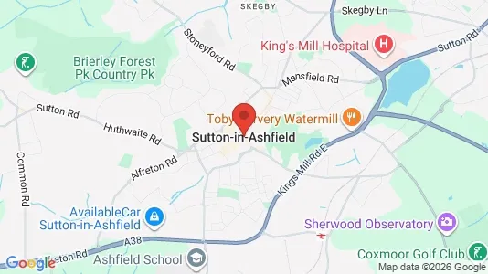 Apartments for rent i Sutton-in-Ashfield - Nottinghamshire - kort over placeringen