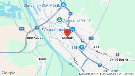 Apartments for rent i Mělník - kort over placeringen