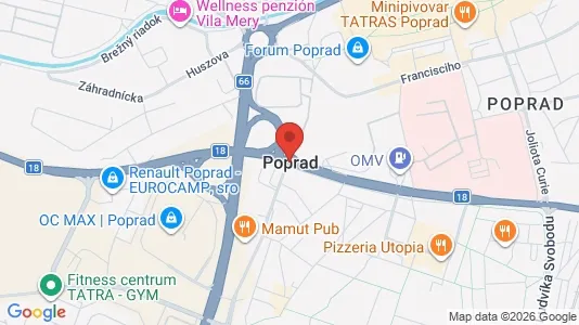 Apartments for rent i Poprad - kort over placeringen