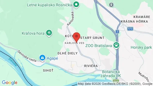 Apartments for rent i Bratislava Karlova Ves - kort over placeringen