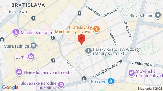Apartments for rent i Bratislava Staré Mesto - kort over placeringen