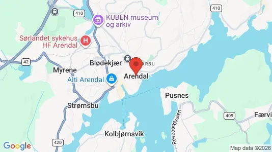 Houses for rent i Arendal - kort over placeringen