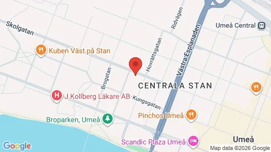 Rooms for rent i Umeå - kort over placeringen
