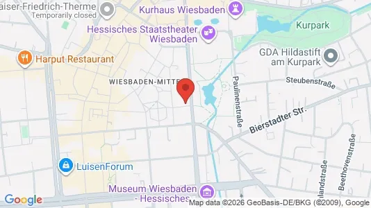 Apartments for rent i Wiesbaden - kort over placeringen