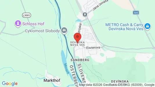 Apartments for rent i Bratislava Devínska Nová Ves - kort over placeringen