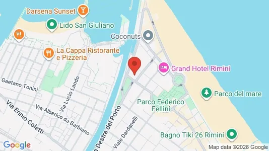 Apartments for rent i Rimini - kort over placeringen