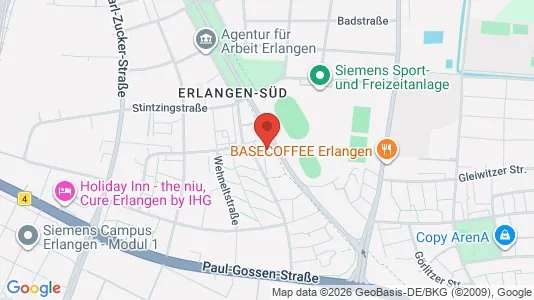 Apartments for rent i Erlangen - kort over placeringen