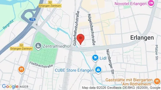 Apartments for rent i Erlangen - kort over placeringen