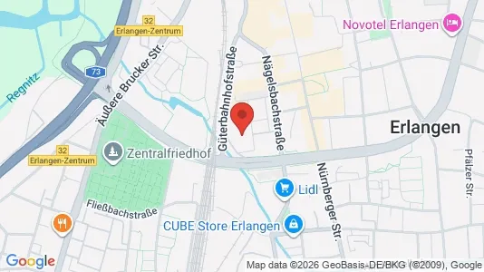 Apartments for rent i Erlangen - kort over placeringen