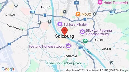 Apartments for rent i Salzburg - kort over placeringen