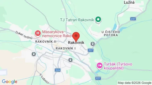 Apartments for rent i Rakovník - kort over placeringen
