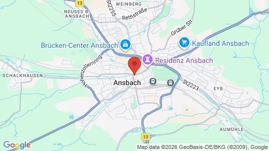 Apartments for rent i Ansbach - kort over placeringen
