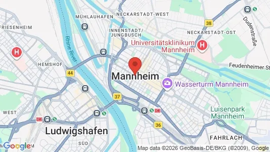 Apartments for rent i Mannheim - kort over placeringen