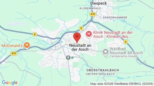 Apartments for rent i Neustadt an der Aisch-Bad Windsheim - kort over placeringen