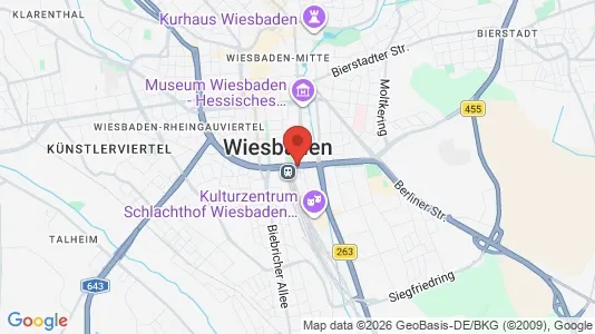 Apartments for rent i Wiesbaden - kort over placeringen